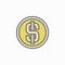 Colorful dollar coin icon