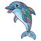 Colorful dolphin cartoon mandala arts isolated on white background