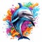 Colorful Dolphin Clipart: Surrealistic Illustration With Vibrant Colors