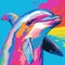 Colorful Dolphin In Vibrant Pop Art Style