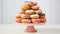 Colorful Donut Tower On Pink Cake Stand
