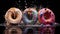 Colorful Donuts In Surrealistic Vray Tracing Style