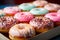 colorful donuts up close. These sweet treats are a dessert lover\\\'s dream