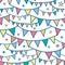 Colorful doodle bunting flags seamless pattern