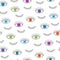 Colorful doodle eyes seamless pattern.