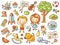 Colorful doodle set of objects from a child\'s life