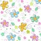 Colorful doodle spring flowers background