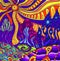 Colorful doodle surreal landscape. Fantastic psychedelic graphic