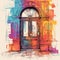 Colorful Door: A Painterly Style Drawing With Classical Proportions