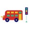 Colorful double bus flat illustration on white