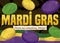 Colorful Doubloons and Flag for Mardi Gras Parade, Vector Illustration