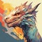 Colorful Dragon Head Illustration With Strong Facial Expression