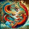 Colorful dragon painting on the wall. Digital painting. Thailand. Generative AI