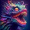 Colorful dragon roaring abstract illustration