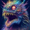 Colorful dragon roaring abstract illustration