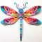 Colorful dragonfly made of plasticine on a white background. Generative AI Generative AI