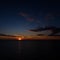 colorful dramatic sunrise in the sea. view from ferry