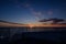 colorful dramatic sunrise in the sea. view from ferry