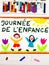 Colorful drawing: French Children`s day card