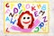 Colorful drawing: Smiling girl and colorful alphabet letters