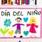 Colorful drawing: Spanish Children`s day card