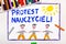 Colorful drawing: Teachers strike in Poland.