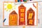 colorful drawing: Three ugly orange houses