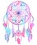 Colorful dream catcher with ornament and feathers.