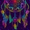 Colorful dream catcher with ornament and night sky with stars.