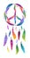 Colorful dream catcher with pacific sign and sign of peace made of feathers. Pacific. Vector element for your design.