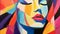 Colorful Dreams: A Fauvism-inspired Acrylic Painting Of A Woman\\\'s Face