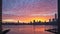 Colorful dreamy sunrise panorama of Manhattan from New Jersey si
