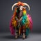 Colorful Dressed Goat 3d Model With High-quality Fashion Feather