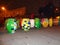 Colorful drums of the Llamadas festival in the city of Montevideo, Uruguay