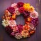 Colorful Dusky Dahlias Wreath Abstract Dye Of A Zinnia Wreath