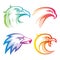 Colorful eagle head logos with rainbow gradients