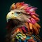 Colorful Eagle: A Hyper-realistic Pop-art Fusion Of Characterful Animal Portraits