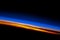Colorful Earth's horizon satellite image at sunset. Elements of this image furnished by NASA.
