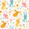 Colorful Easter bunnies seamless pattern