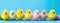 Colorful Easter Chicks Lineup on Pastel Blue Background GenerativeAI