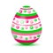 Colorful Easter egg with colored shadow. Green and pink colors. Vector illustration