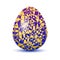 Colorful Easter egg with colored shadow. Purple and golden colors. Vector illustration