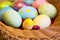 Colorful Easter eggs, close, different size