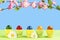 Colorful easter eggs in eggcup