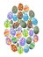 Colorful easter eggs group background