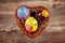 Colorful Easter Eggs in Hear Shape Basket