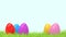 Colorful Easter eggs in spring green grass zoom with free and empty space for add text