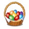 Colorful Easter eggs in straw basket