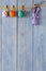 Colorful easter garland on wood background