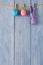 Colorful easter garland on wood background